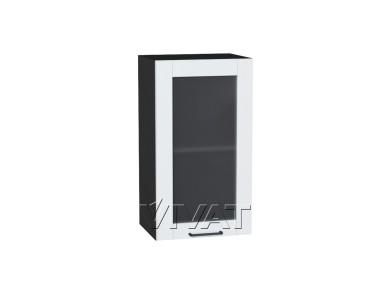 Шкаф верхний со стеклом Флэт 400 White In 2S / Graphite