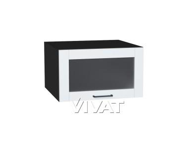 Шкаф верхний горизонтальный с увеличенной глубиной со стеклом Флэт 610 White In 2S / Graphite
