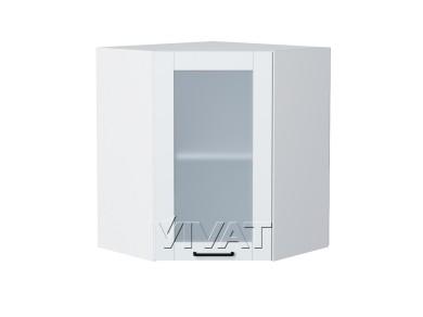 Шкаф верхний угловой со стеклом Флэт 590/Б White In 2S