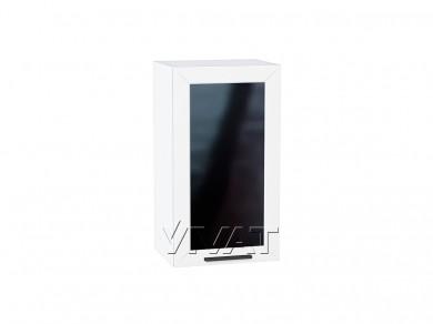 Шкаф верхний со стеклом Глетчер 400 Айленд Силк / Белый