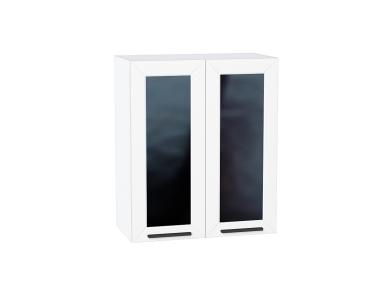 Шкаф верхний со стеклом Глетчер 600 Айленд Силк / Белый