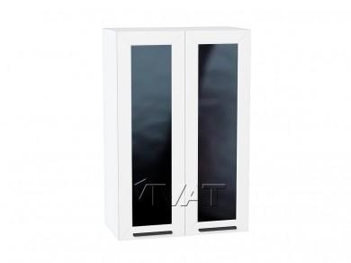 Шкаф верхний со стеклом Глетчер 600Н Айленд Силк / Белый