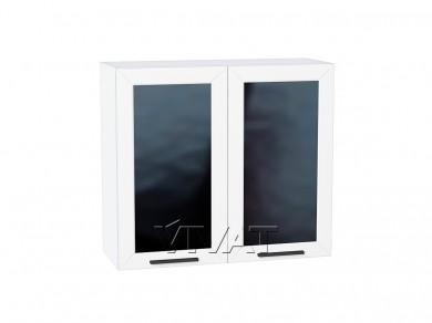 Шкаф верхний со стеклом Глетчер 800 Айленд Силк / Белый