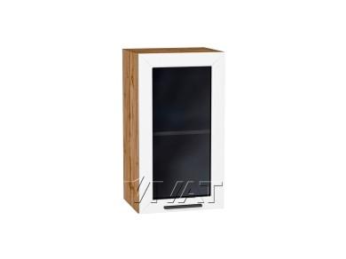Шкаф верхний со стеклом Глетчер 400 Айленд Силк / Дуб Вотан