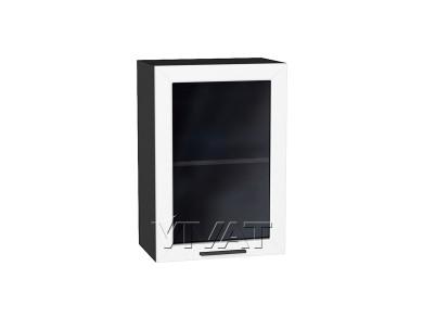 Шкаф верхний со стеклом Глетчер 500 Айленд Силк / Graphite