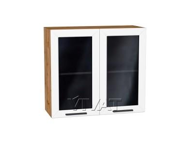 Шкаф верхний со стеклом Глетчер 800 Айленд Силк / Дуб Вотан