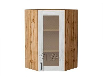 Шкаф верхний угловой со стеклом Лофт 590Н/Д Nordic Oak