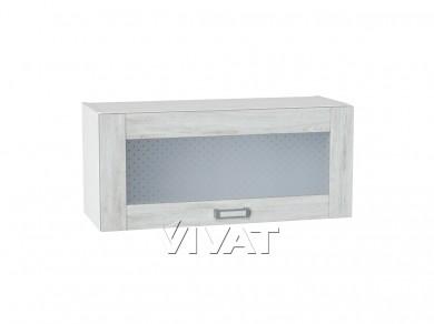 Шкаф верхний горизонтальный со стеклом Лофт 800 Nordic Oak / Белый