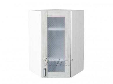 Шкаф верхний угловой со стеклом Лофт 590Н Nordic Oak / Белый