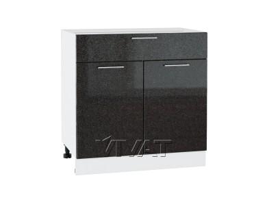 Шкаф нижний с 1 ящиком Валерия-М 800 Чёрный металлик / Белый