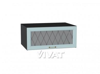 Шкаф верхний горизонтальный с увеличенной глубиной со стеклом Ницца 810 Голубой / Graphite