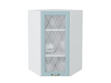 Шкаф верхний угловой со стеклом Ницца 590Н/Б Голубой