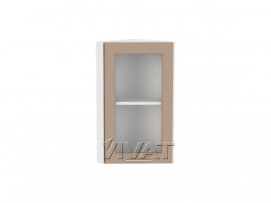 Шкаф верхний торцевой со стеклом Ницца Royal 300Н Omnia / Белый