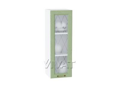 Шкаф верхний со стеклом Ницца 300Н Дуб оливковый / Белый