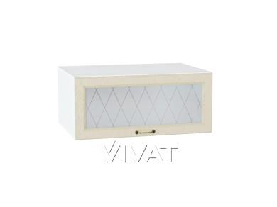 Шкаф верхний горизонтальный с увеличенной глубиной со стеклом Ницца 810 Дуб крем / Белый