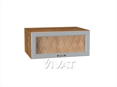 Шкаф верхний горизонтальный с увеличенной глубиной со стеклом Ницца 810 Графит / Дуб Вотан