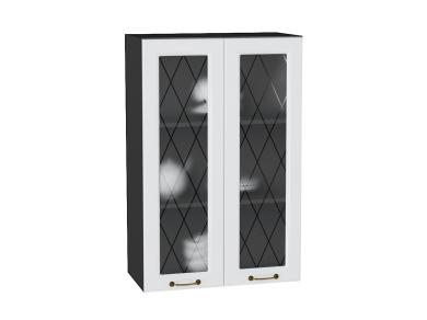 Шкаф верхний со стеклом Ницца 600Н Белый / Graphite