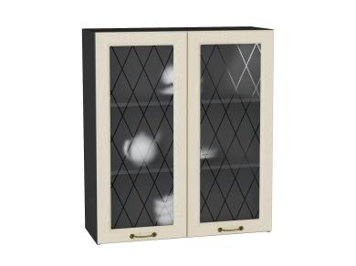Шкаф верхний со стеклом Ницца 800Н Дуб крем / Graphite