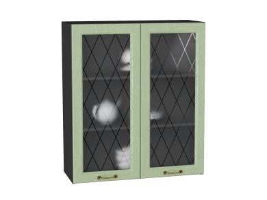 Шкаф верхний со стеклом Ницца 800Н/G Дуб оливковый