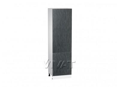 Шкаф-пенал Валерия-М 600 (для верхних шкафов 720) Чёрный металлик дождь / Белый