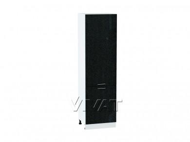 Шкаф-пенал Валерия-М 600 (для верхних шкафов 720) Чёрный металлик / Белый