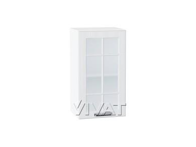 Шкаф верхний со стеклом Прага 400 Белое дерево / Белый