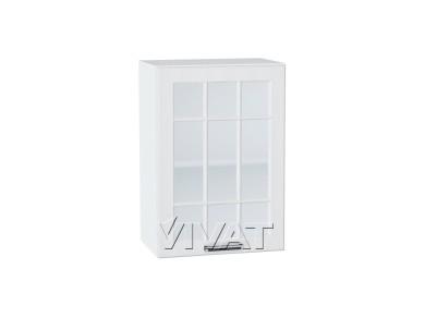 Шкаф верхний со стеклом Прага 500/Б Белое дерево