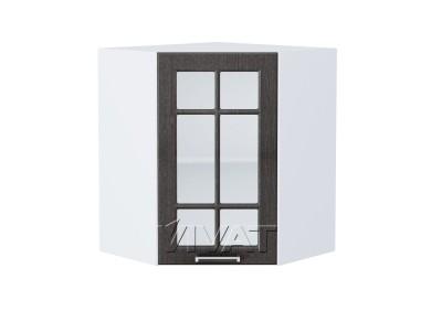 Шкаф верхний угловой со стеклом Прага 590/Б Венге Премиум