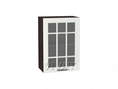 Шкаф верхний со стеклом Прага 500 Белое дерево / Graphite