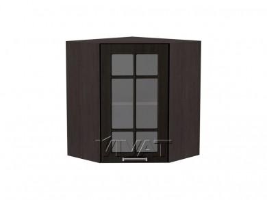 Шкаф верхний угловой со стеклом Прага 590 Венге Премиум / Graphite