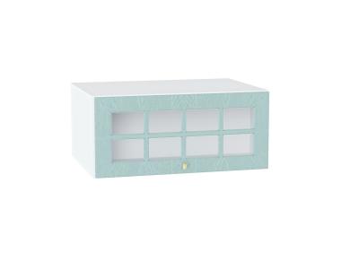 Шкаф верхний горизонтальный с увеличенной глубиной со стеклом Прованс 810 Голубой / Белый
