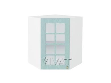 Шкаф верхний угловой со стеклом Прованс 590 Голубой / Белый