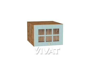 Шкаф верхний горизонтальный с увеличенной глубиной со стеклом Прованс 510 Голубой / Дуб Вотан