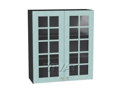 Шкаф верхний со стеклом Прованс 800Н Голубой / Graphite