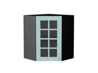 Шкаф верхний угловой со стеклом Прованс 590 Голубой / Graphite