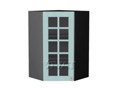 Шкаф верхний угловой со стеклом Прованс 590Н Голубой / Graphite