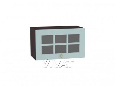 Шкаф верхний горизонтальный со стеклом Прованс 600 Голубой / Венге