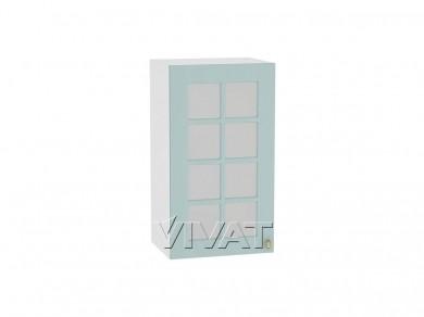 Шкаф верхний со стеклом Прованс 400 Голубой / Белый