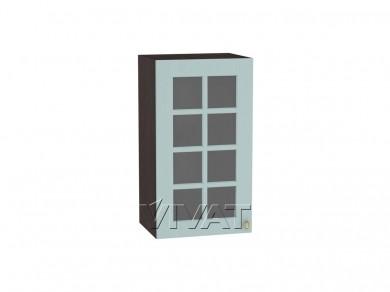 Шкаф верхний со стеклом Прованс 400 Голубой / Венге