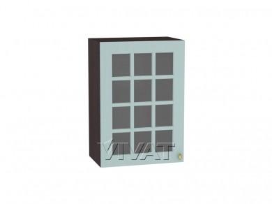 Шкаф верхний со стеклом Прованс 500 Голубой / Венге