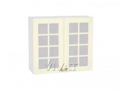 Шкаф верхний со стеклом Прованс 800 Ваниль / Белый