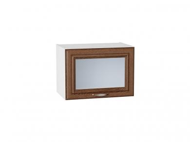 Шкаф верхний горизонтальный со стеклом Шале 500 Brown Dreamline / Белый