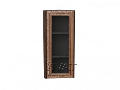 Шкаф верхний торцевой со стеклом Шале 300Н Brown Dreamline / Венге