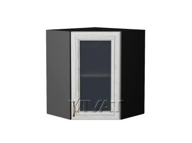 Шкаф верхний угловой со стеклом Шале 590 White Dreamline / Graphite