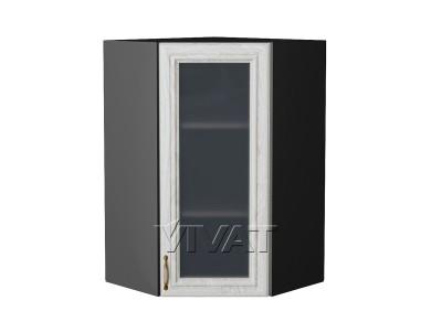Шкаф верхний угловой со стеклом Шале 590Н White Dreamline / Graphite