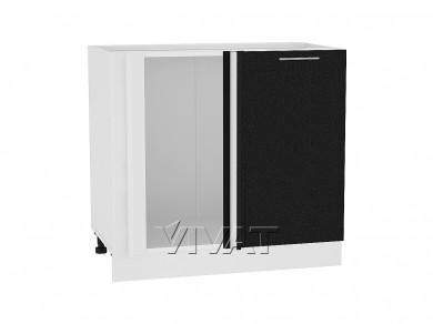Шкаф нижний угловой Валерия-М 990М Чёрный металлик / Белый