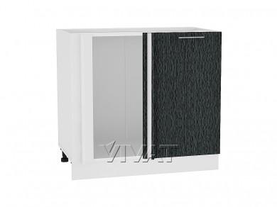 Шкаф нижний угловой Валерия-М 990М Чёрный металлик дождь / Белый