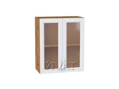 Шкаф верхний со стеклом Сканди 600/Д White Softwood