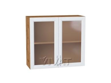 Шкаф верхний со стеклом Сканди 800/Д White Softwood
