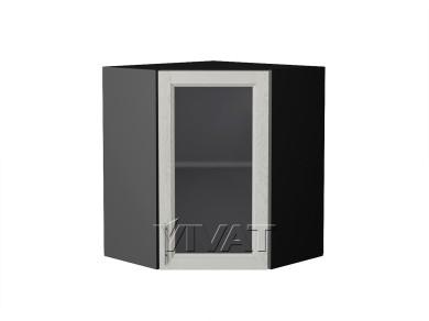 Шкаф верхний угловой со стеклом Сканди 590 Cappuccino Softwood / Graphite